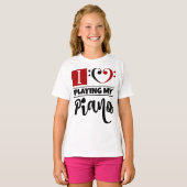 私のピアノを遊ぶヘ音記号のハートI愛 Tシャツ (正面フル)