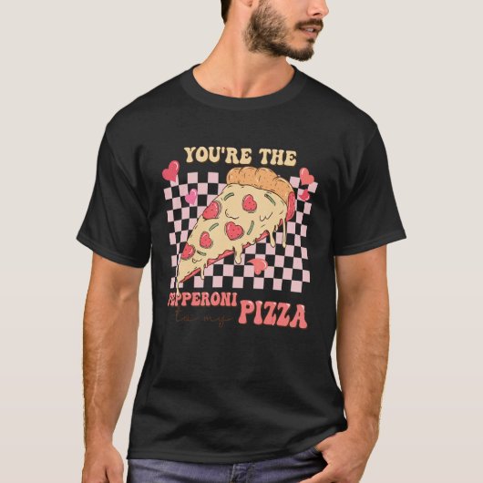 私のピザ愛のペペロニですバレンタイン Tシャツ (正面)