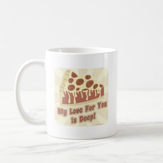 私のピザ愛は深い皿のスローガンおもしろい コーヒーマグカップ (左)