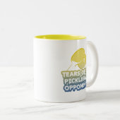 私のピックボール対戦相手の涙おもしろいタイポグラフィ ツートーンマグカップ (正面右)