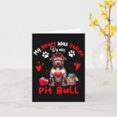 私のピットブルバレンタインの犬の飼い主に心を盗まれた カード (黄色い花)