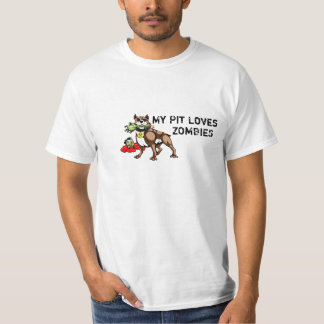 私のピット・ブルゾンビのTシャツ-おもしろいなスローガン--を愛します Tシャツ