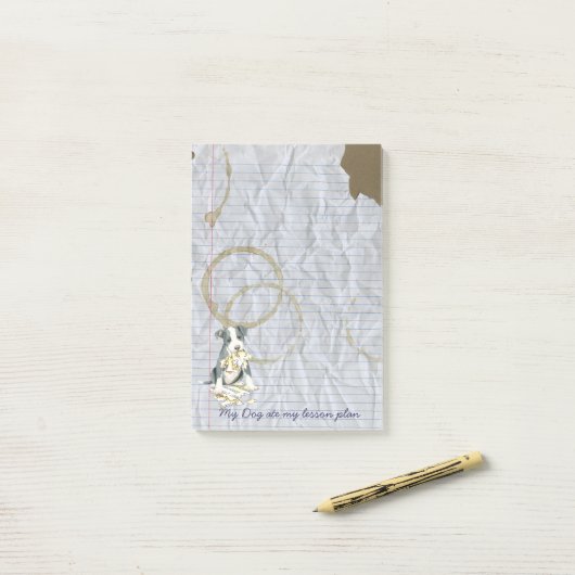 私のピット・ブル私のレッスン・プランを食べました ポストイット (デスク上)