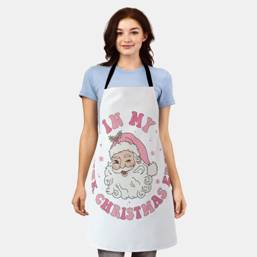 私のピンクのクリスマス時代のエプロン エプロン (着用した状態)