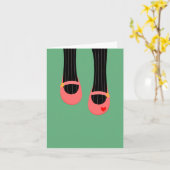 私のピンクの靴グリーティングカード カード (黄色い花)