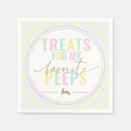 私のピープイースターバニーパステルストライプ スタンダードカクテルナプキン