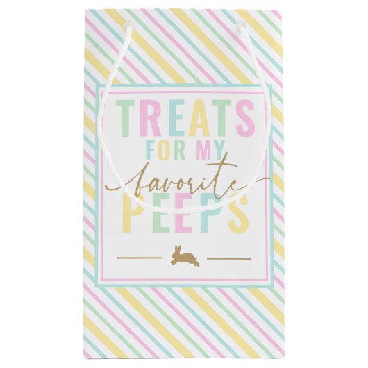 私のピープイースターバニーパステルストライプ スモールペーパーバッグ (裏面)