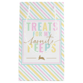 私のピープイースターバニーパステルストライプ スモールペーパーバッグ