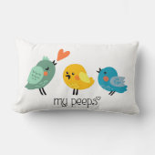 私のピープス | かわいい鳥の枕 | 手書き ランバークッション (正面)