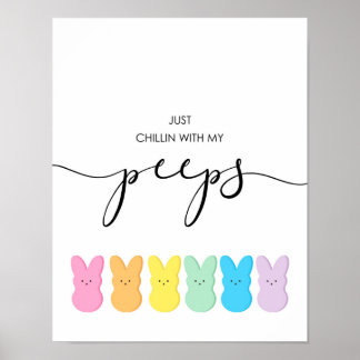 私のピープパステルイースターアートとチリン ポスター