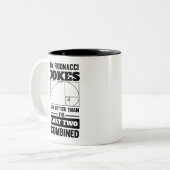 私のフィボナッチは数学おもしろいのスパイラルジョークをジョーク ツートーンマグカップ (正面左)