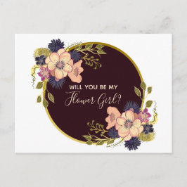 私のフラガールになってくれる？ バーガンディ マサラ フラワー インビテーションポストカード