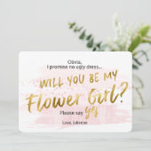 私のフラガールになってくれる？ ブッシュ＆ゴールドの水彩画 招待状 (スタンド正面)