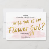 私のフラガールになってくれる？ ブッシュ＆ゴールドの水彩画 招待状 (正面)