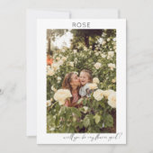 私のフラガールになって！ フォトプロポーズ カリグラフィーV 招待状 (正面)