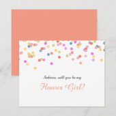 私のフラワーガールとして祭りのコンフェッティになってくれる？ 招待状 (正面/裏面)