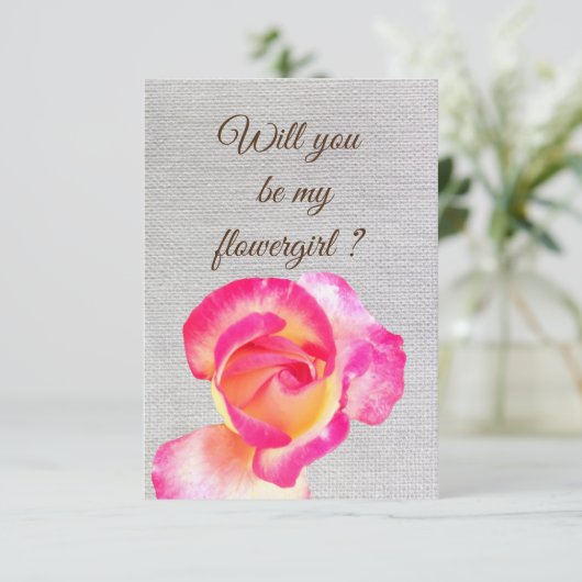 私のフラワーガールになってくれますか? - ピンクの招待状のポストカード 招待状 (スタンド正面)