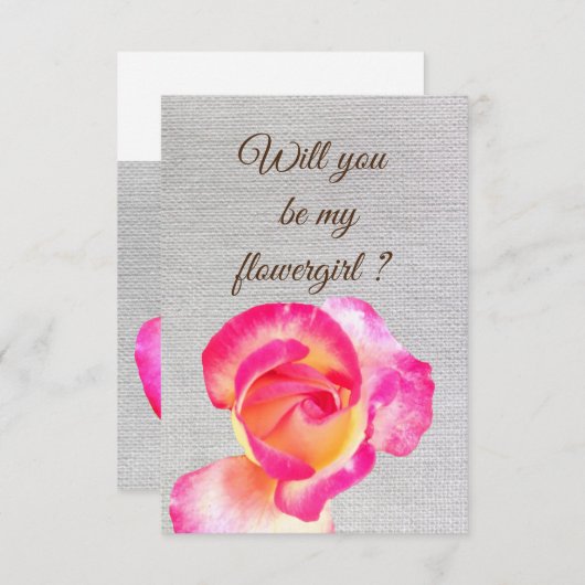 私のフラワーガールになってくれますか? - ピンクの招待状のポストカード 招待状 (正面/裏面)
