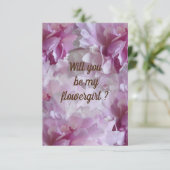 私のフラワーガールになってくれますか?ピンクの芍薬の葉 招待状 (スタンド正面)