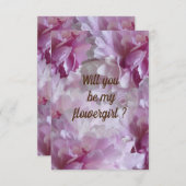 私のフラワーガールになってくれますか?ピンクの芍薬の葉 招待状 (正面/裏面)