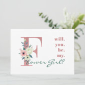 私のフラワーガールになってくれますか ピンク フローラルレター 招待状 (スタンド正面)