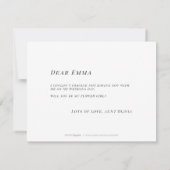 私のフラワーガールになってくれますか？ フラワーミニマリスト 招待状 (裏面)