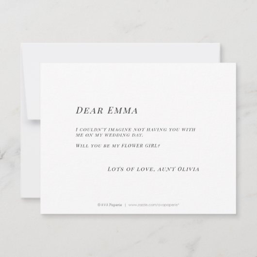 私のフラワーガールになってくれますか？ フラワーミニマリスト 招待状 (裏面)