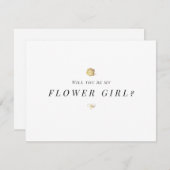 私のフラワーガールになってくれますか？ フラワーミニマリスト 招待状 (正面/裏面)