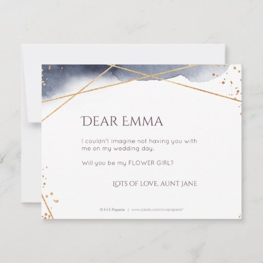 私のフラワーガールになってくれますか プルパルの幾何学模様 招待状 (裏面)