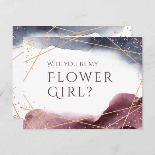 私のフラワーガールになってくれますか プルパルの幾何学模様 招待状 (正面/裏面)