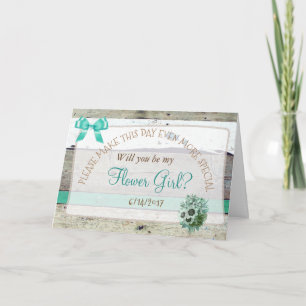 私のフラワーガールになってくれますか ラスティック ウッド カード
