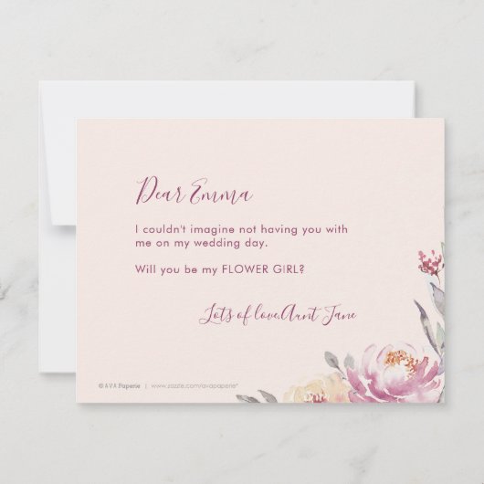 私のフラワーガールになってくれますか ロマンチックガーデン フラワーリース 招待状 (裏面)