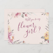 私のフラワーガールになってくれますか ロマンチックガーデン フラワーリース 招待状 (正面/裏面)