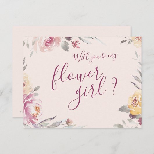 私のフラワーガールになってくれますか ロマンチックガーデン フラワーリース 招待状 (正面/裏面)