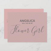 私のフラワーガールになってくれませんか Pretty Pink Pattern インビテーションポストカード (正面/裏面)
