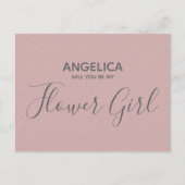 私のフラワーガールになってくれませんか Pretty Pink Pattern インビテーションポストカード (正面)