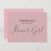 私のフラワーガールになってくれませんか Pretty Pink Pattern インビテーションポストカード (正面/裏面)