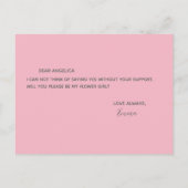 私のフラワーガールになってくれませんか Pretty Pink Pattern インビテーションポストカード (裏面)