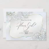 私のフラワーガールになってくれる？アイスブルー シャイマー 招待状 (正面)