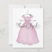 私のフラワーガールになってくれる？ ウェディング かわいい ピンクのドレス カード (正面)