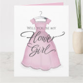 私のフラワーガールになってくれる? ウェディング ピンクドレス カード (正面)