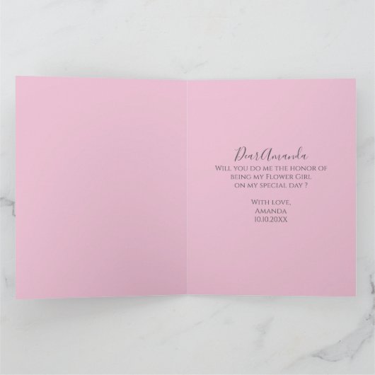 私のフラワーガールになってくれる? ウェディング ピンクドレス 可愛い カード (内部)
