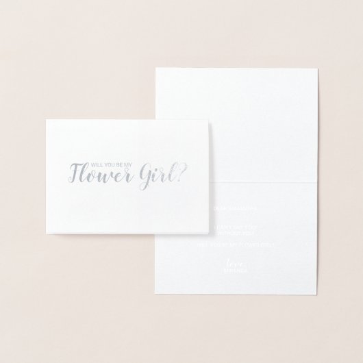 私のフラワーガールになってくれる？ エレガントシルバー 箔カード (ディスプレー)