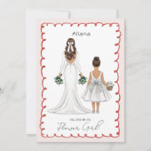 私のフラワーガールになってくれる? - オーダーメイドイラスト 招待状 (正面)