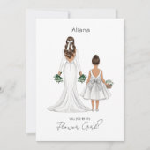 私のフラワーガールになってくれる? - オーダーメイドイラスト 招待状 (正面)
