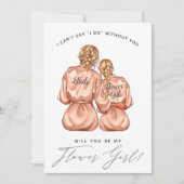 私のフラワーガールになってくれる？ シルクローブを着た女の子たち 招待状 (正面)