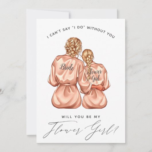 私のフラワーガールになってくれる？ シルクローブを着た女の子たち 招待状 (正面)