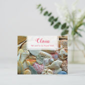 私のフラワーガールになってくれる？ シーシェルズ 個人メッセージカード 招待状 (スタンド正面)