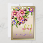 私のフラワーガールになってくれる？ジュエル フラワーのウェディング 招待状 (正面)