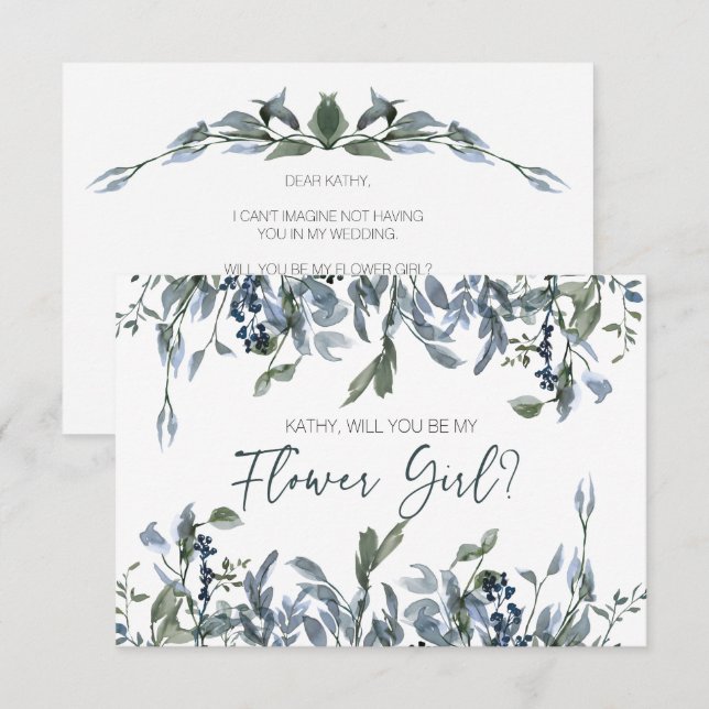 私のフラワーガールになってくれる？ セージ シルバー グリーン (正面/裏面)